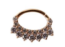 Stalen ring roze strass septumscharnier