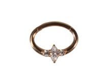 Stalen ring roze scharnier septum strass wit
