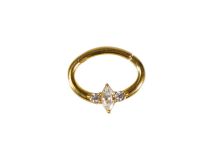 Stalen Ring Goud Scharnier Septum Strass Wit | Itc