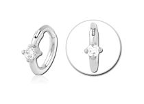 Stalen Ring Zilver Kristal Scharnier Wit | Itc