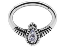 Stalen ring gestreept septumscharnier met Strass | Itc