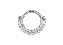 Stalen Scharnierring Dubbel Strass Wit | Itc