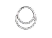 Stalen Scharnierring Dubbel Strass Lijn Wit | Itc
