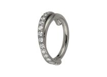 Stalen scharnierring draai patroon bergkristal wit Itc