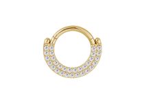 Stalen Scharnierring Goud Dubbel Strass Wit | Itc
