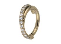 Stalen ring goud scharnier twist bergkristal wit Itc