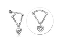 Barbell Staal Speciaal Tragus Wit Strass Hart Hanger | Itc