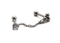 Speciale stalen halterstang 3 ballen met ketting en strass | Itc