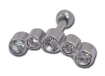 Barbell Staal 5 Gekleurde Strass |Itc