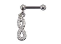 Barbell Staal Oneindigheid Wit Strass-bord |Itc