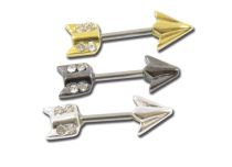 Stalen halterstang met strass pijlmotief |Itc
