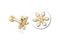 Micro Barbell Staal Goud Strass Sneeuwvlok | Itc