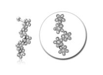Micro Barbell Staal Strass Bloemen | Itc