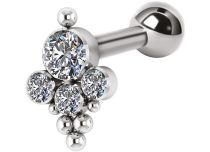 Barbell Titanium Witte Strass Ballen | Itc