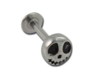 Stalen labret met schedel en gekruiste botten | Itc