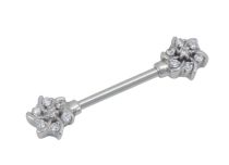 Witte Strass Bloem Stalen Stud Jewel |Itc