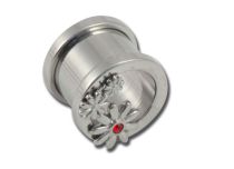 Schroefbare Stalen Tunnel met Rood Strass Bloemmotief | Itc