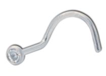Titanium rechte neusknoop grote kromming 0,8 mm kristal wit