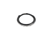 Stalen scharnierring 1,2 mm zwart met strass-steentjes