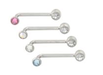 Barbell Titane Intime Dubbel Strass Wit en Gekleurd | Itc