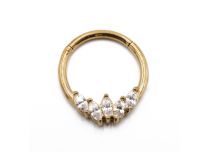 Stalen ring PVD goud scharnier 5 Strass | Itc