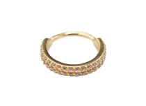 Scharnierring CoCr Pvd Goud 1,2mm dubbele lijn van strass-steentjes