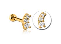 Stalen labret met witte strass steentjes | Itc