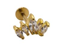 Labret Acier PVD Goud motief Marquise 5 Strass | Itc