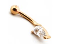 Micro Banaan Staal PVD Goud met Waterdruppel Strass | Itc