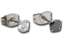 Paar Stalen Chips met Rond Kristal Zwart of Wit | Itc