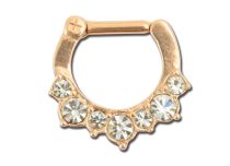 Roze Goud Stalen Septum Ring met Wit Kristallen Scharnier | Itc