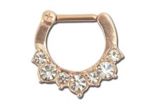 Roze stalen septumring met strass-scharnier | Itc