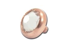 Roze Goud Stalen Schijf met Wit Kristal Inwendige Schroef | Itc