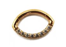 Titanium PVD Gouden Steriele Scharnierring Rugbybal met Strass | Itc