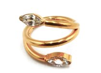 Scharnierring Titanium PVD Goud Steriel Slangenmotief Strass Wit | Itc