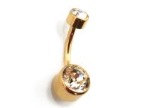 Banaan Titanium PVD Goud Inwendige Steriele Bal 5/8 mm Dubbel Strass | Itc