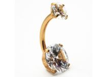 Banaan Titanium PVD Goud Inwendige Steriele Bal 5/8 mm Dubbele Strass Kras |