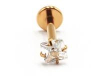 Labret Titane PVD Gouden Inwendige Draad Steriel Vierkant Gekrast Patroon | Itc