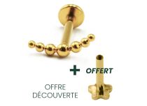 Labret Titanium PVD Goud Inwendige Draad Steriel Gekrast patroon Balboog | Itc