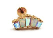 Labret Titanium PVD Goud Inwendig Steriel Blauw Iridescent Strass Kroon | Itc