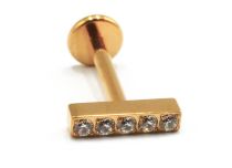Labret Titanium PVD Goud Inwendig Steriel Patroonstaaf 5 Strass | Itc