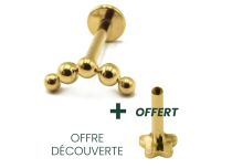Labret Titanium PVD Goud Inwendig Steriel patroon 5 Gebogen Ballen | Itc