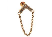 Labret Titane PVD Goud Interne Stérile motief Chevron à Chainette | Itc