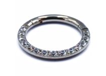 Steriele Titanium scharnierring met Strass-patroon aan de zijkant | Itc