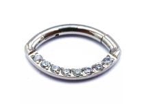 Steriele Titanium scharnierring Rugbybal met bergkristal | Itc