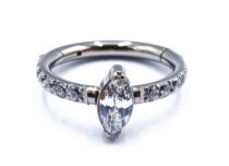 Ringscharnier Titanium Steriel Ovaal Strass Wit | Itc