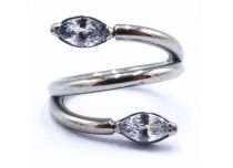 Titanium scharnierring met wit Strass slangontwerp | Itc