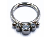 Scharnierring Titanium Steriel Patroon 3 Strass Wit | Itc