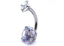 Titanium Binnenkogel Navel Banaan 5/8 mm Dubbele Strass Set Gri