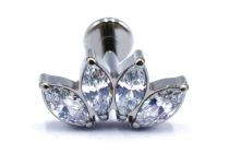 Labret Titane Interne Stérile motief Marquise 4 Strass Kleur | Itc
